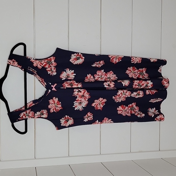 Oscar de la Renta Pink Label medium navy with pink flowers night slip - Picture 1 of 6